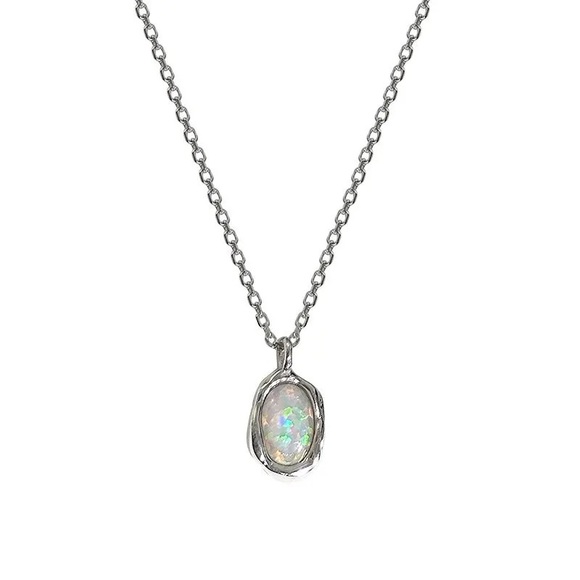 Lab Opal sterling silver necklace - Picture 2 of 6